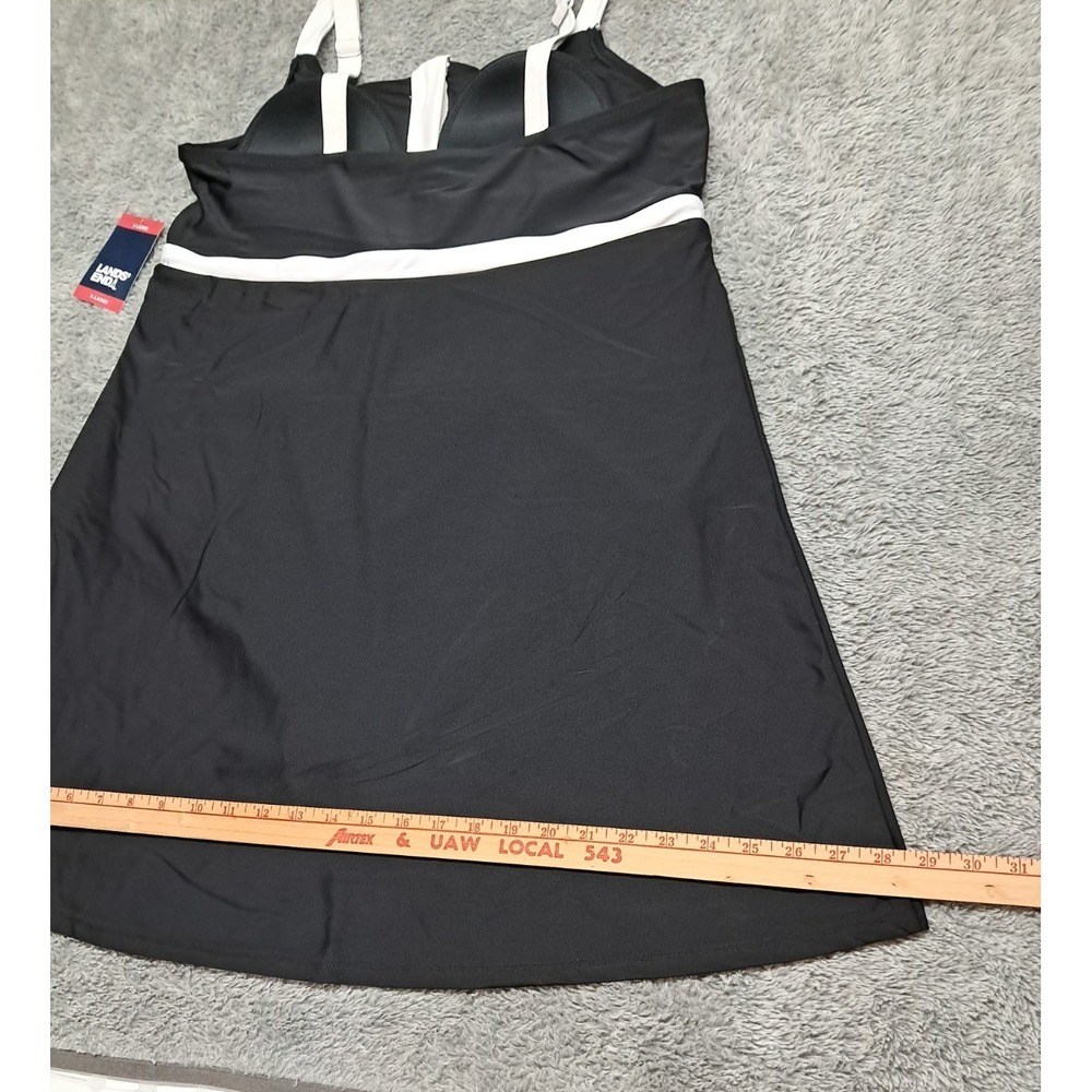 Lands End Swimsuit Womens SZ XL Zip Front Swim Dress Skirt Cover One Piece Black - Picture 9 of 11